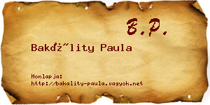 Bakálity Paula névjegykártya